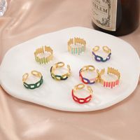 Casual Simple Style Oval Stainless Steel Enamel Plating 18k Gold Plated Open Rings main image 4