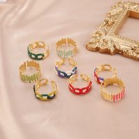 Casual Simple Style Oval Stainless Steel Enamel Plating 18k Gold Plated Open Rings main image 1