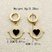 1 Pair Vintage Style Sweet Heart Shape Polishing Enamel Plating 304 Stainless Steel 14K Gold Plated Drop Earrings main image 2