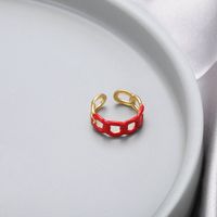 Casual Simple Style Oval Stainless Steel Enamel Plating 18k Gold Plated Open Rings sku image 1