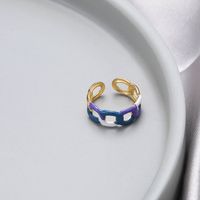 Lässig Einfacher Stil Oval Rostfreier Stahl Emaille Überzug 18 Karat Vergoldet Offener Ring sku image 2