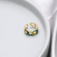 Lässig Einfacher Stil Oval Rostfreier Stahl Emaille Überzug 18 Karat Vergoldet Offener Ring sku image 4
