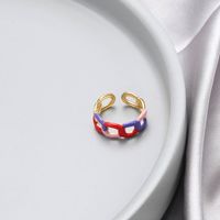 Casual Simple Style Oval Stainless Steel Enamel Plating 18k Gold Plated Open Rings sku image 5