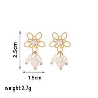 1 Pair Vintage Style Simple Style Star Flower Plating Inlay Copper Freshwater Pearl Zircon 14k Gold Plated 18k Gold Plated Ear Studs sku image 1