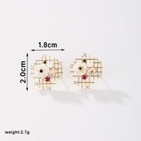 1 Pair Basic Flower Plating Inlay Copper Crystal Zircon 18k Gold Plated Ear Studs sku image 1