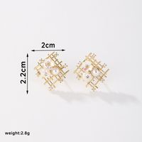 1 Pair Basic Flower Plating Inlay Copper Crystal Zircon 18k Gold Plated Ear Studs sku image 2