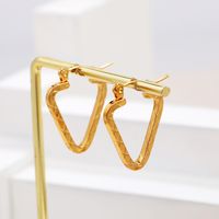1 Pair Commute Triangle Plating Stainless Steel 18k Gold Plated Hoop Earrings main image 1
