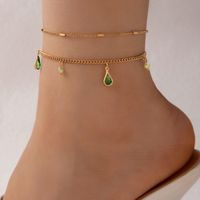 Small Jewelry Simple Fashion Green Diamond Drop Drop Necklace Alloy Chain Rhinestone Necklace Wholesale Nihaojewelry sku image 1
