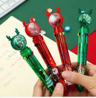 Christmas Sequins Press 10-color Ballpoint Pen Creative Christmas Prize Children Student Small Gifts Present main image 1