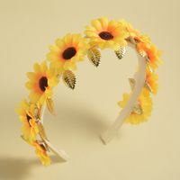 Sweet Sunflower Imitation Pearl Polyester Handmade Hair Band sku image 2