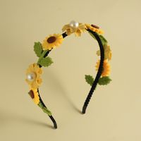 Sweet Sunflower Imitation Pearl Polyester Handmade Hair Band main image 2