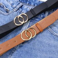 Basic Solid Color Imitation Leather Alloy Women's Leather Belts main image 4