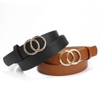 Basic Solid Color Imitation Leather Alloy Women's Leather Belts main image 6