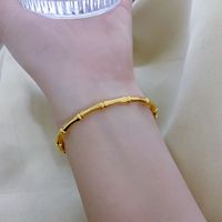 Chinoiserie Casual Bamboo Solid Color Titanium Steel Plating Bangle main image 5