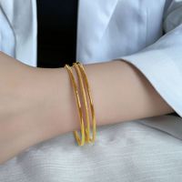 Simple Style Solid Color Titanium Steel Plating Bangle main image 2