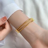 Simple Style Solid Color Titanium Steel Plating Bangle main image 4