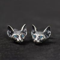 1 Pair Ig Style Cool Style Cat Enamel Plating Copper Ear Studs main image 1