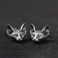 1 Pair Ig Style Cool Style Cat Enamel Plating Copper Ear Studs main image 6