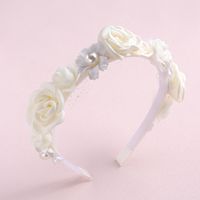 Sweet Leaf Flower Bow Knot Imitation Pearl Polyester Hair Band sku image 4