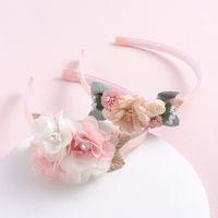 Sweet Leaf Flower Bow Knot Imitation Pearl Polyester Hair Band main image 4