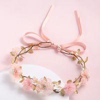 Sweet Leaf Flower Bow Knot Imitation Pearl Polyester Hair Band sku image 8