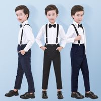 British Style Solid Color Cotton Boys Clothing Sets main image 1