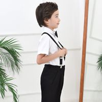 British Style Solid Color Cotton Boys Clothing Sets main image 6