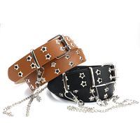 Punk Solid Color Pu Leather Iron Women's Leather Belts main image 5