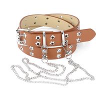 Punk Solid Color Pu Leather Iron Women's Leather Belts sku image 10