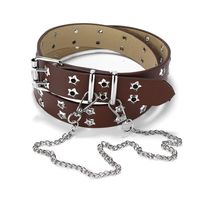 Punk Solid Color Pu Leather Iron Women's Leather Belts sku image 6