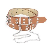 Punk Solid Color Pu Leather Iron Women's Leather Belts sku image 4