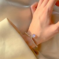 Sweet Simple Style Bear Heart Shape Flower Imitation Pearl Alloy Charm Inlay Moonstone Opal Women's Bracelets sku image 27