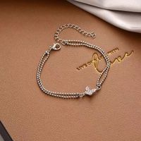 Sweet Simple Style Bear Heart Shape Flower Imitation Pearl Alloy Charm Inlay Moonstone Opal Women's Bracelets sku image 25