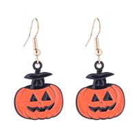 1 Pair Funny Cool Style Pumpkin Skull Ghost Enamel Alloy Drop Earrings sku image 7