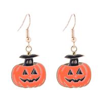 1 Pair Funny Cool Style Pumpkin Skull Ghost Enamel Alloy Drop Earrings sku image 10