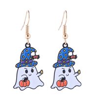 1 Pair Funny Cool Style Pumpkin Skull Ghost Enamel Alloy Drop Earrings sku image 14
