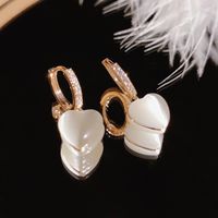 1 Pair Casual Simple Style Heart Shape Plating Inlay Copper Opal Zircon Drop Earrings main image 5