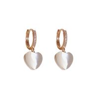 1 Pair Casual Simple Style Heart Shape Plating Inlay Copper Opal Zircon Drop Earrings sku image 1