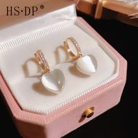 1 Pair Casual Simple Style Heart Shape Plating Inlay Copper Opal Zircon Drop Earrings main image 1