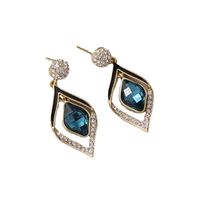 1 Pair Elegant Rhombus Inlay Alloy Crystal Drop Earrings main image 3