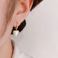 1 Pair Casual Simple Style Heart Shape Plating Inlay Copper Opal Zircon Drop Earrings main image 2