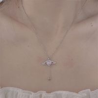 Casual Simple Style Flower Bow Knot Titanium Steel Plating Inlay Zircon Necklace sku image 3