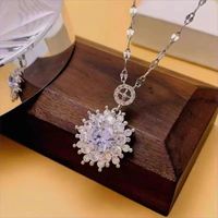Casual Simple Style Flower Bow Knot Titanium Steel Plating Inlay Zircon Necklace sku image 1