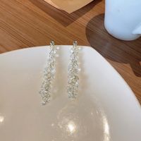 1 Pair Simple Style Flower Patchwork Artificial Crystal Drop Earrings main image 3