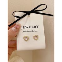 1 Pair Simple Style Heart Shape Inlay Alloy Zircon Ear Studs main image 1