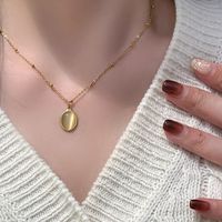Casual Simple Style Oval Titanium Steel Plating Inlay Opal Pendant Necklace main image 4