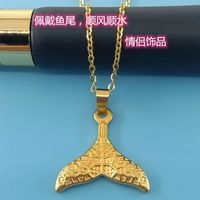 Stainless Steel Titanium Steel Simple Style Plating Fish Tail Pendant Necklace main image 3