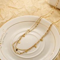 Simple Style Solid Color Titanium Steel Plating Gold Plated Layered Necklaces main image 3