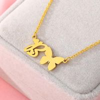 Stainless Steel Titanium Steel Simple Style Plating Letter Pendant Necklace main image 5
