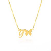 Stainless Steel Titanium Steel Simple Style Plating Letter Pendant Necklace sku image 51